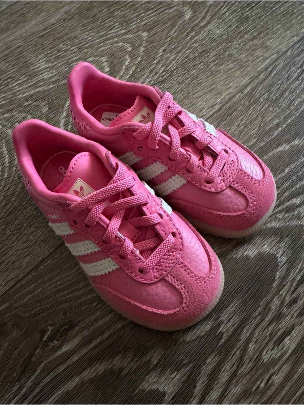 adidas Kids Pink Samba Sneakers with White Stripes